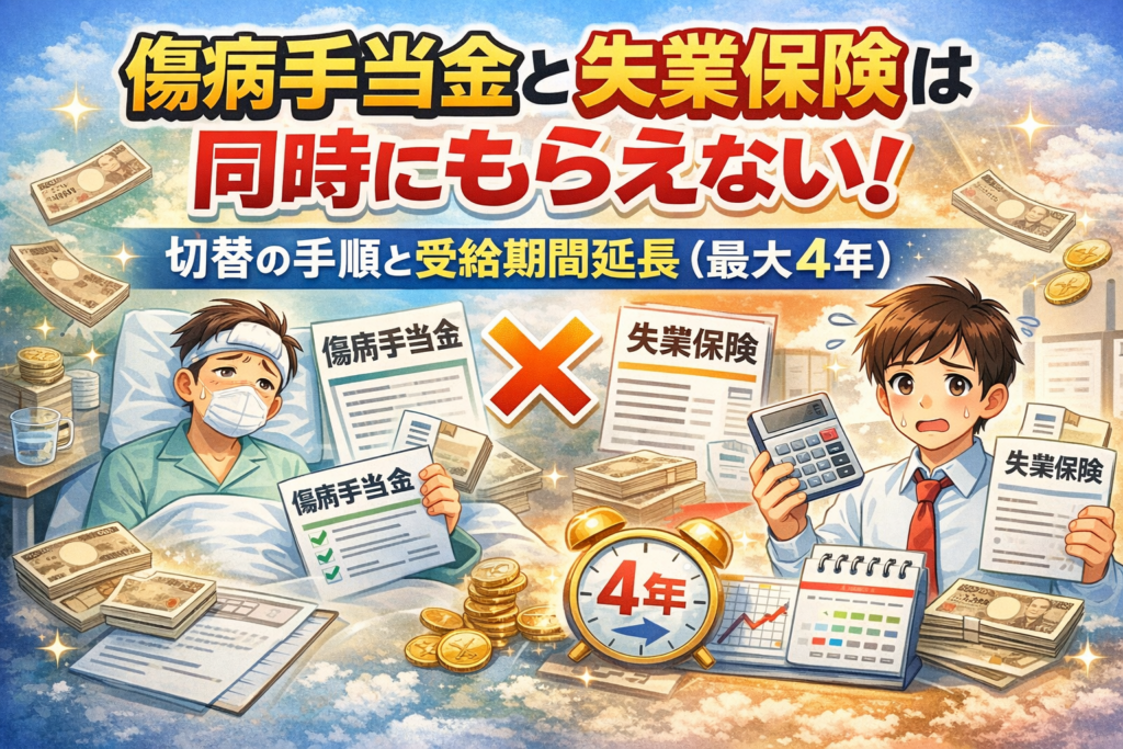 #081.傷病手当金と失業保険は同時にもらえない｜切替の手順と受給期間延長（最大4年）
