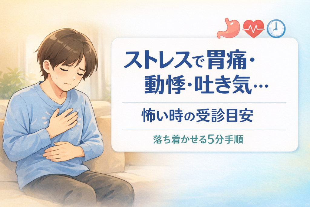 #100.ストレスで胃痛・動悸・吐き気…怖い時の受診目安と落ち着かせる5分手順
