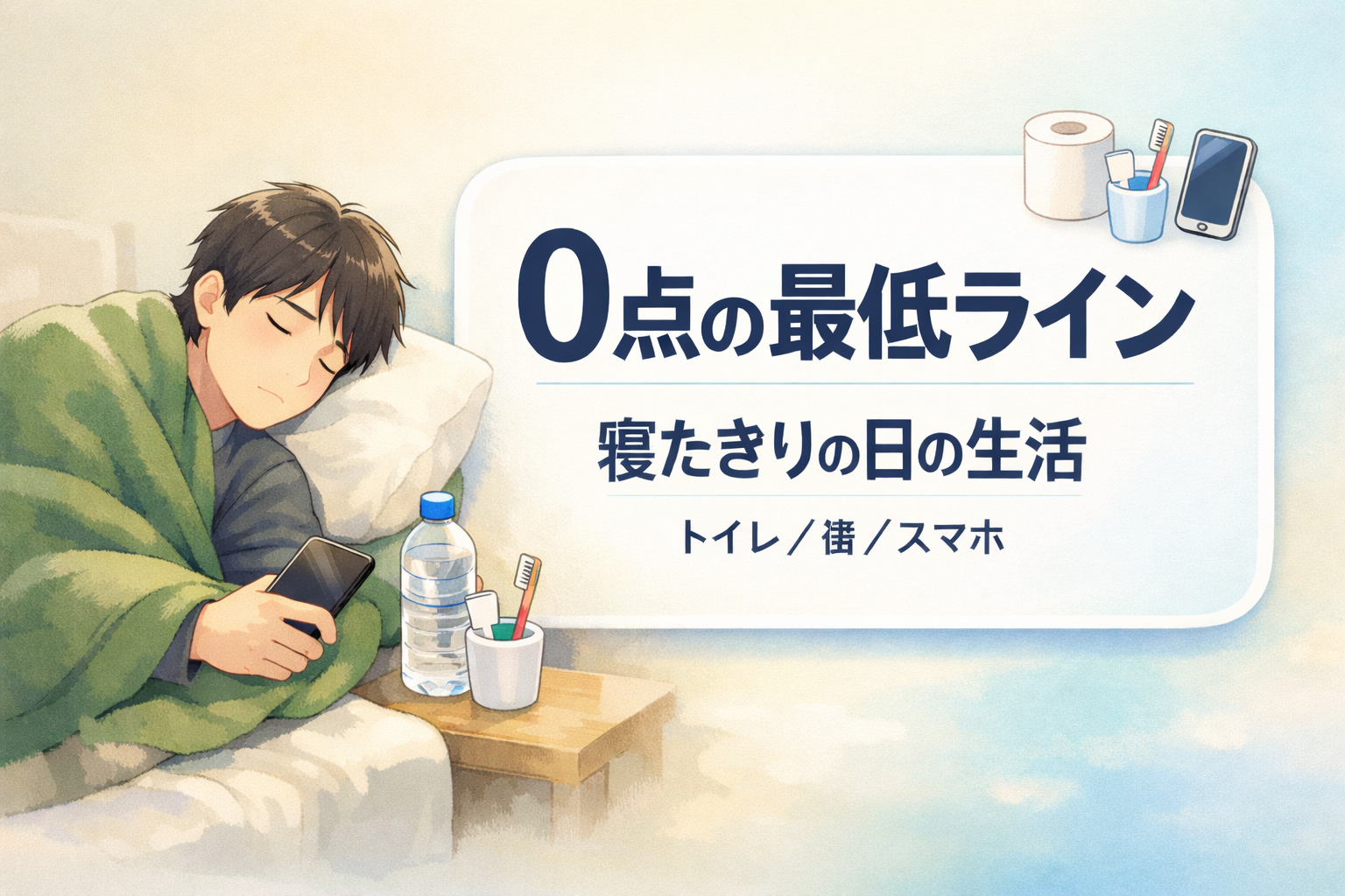 #104.0点の最低ライン:寝たきりの日の生活(トイレ/歯/スマホ)