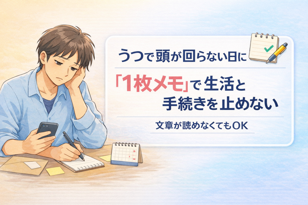 #120.うつ・抑うつで頭が回らない・文章が読めない日に｜“1枚メモ”で生活と手続きを止めない（0点OK）