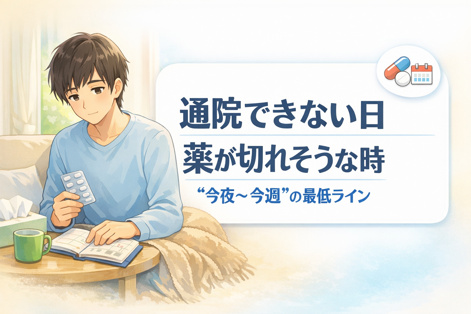 #138.うつで通院できない日｜薬が切れそうな時の“詰まない”最低ライン（電話なし手順も）