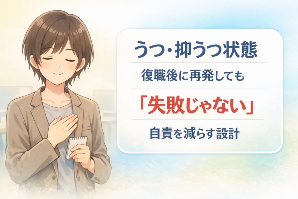 #144.うつ・抑うつ状態｜復職後に再発しても「失敗じゃない」自責を減らす設計
