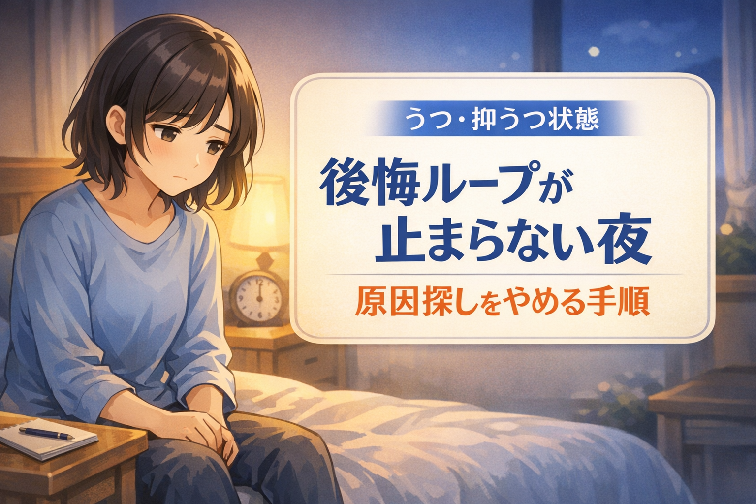 #147.【うつ・抑うつ状態】反芻(後悔ループ)が止まらない夜:原因探しをやめる手順