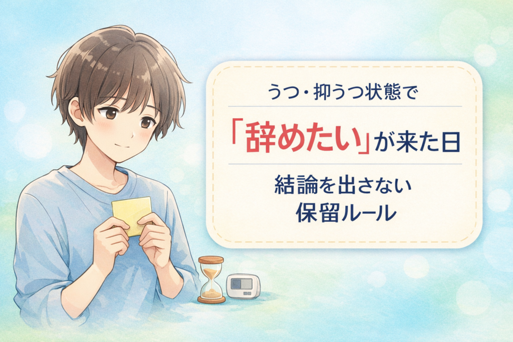#148.うつ・抑うつ状態で「辞めたい」が来た日：結論を出さない“保留ルール”
