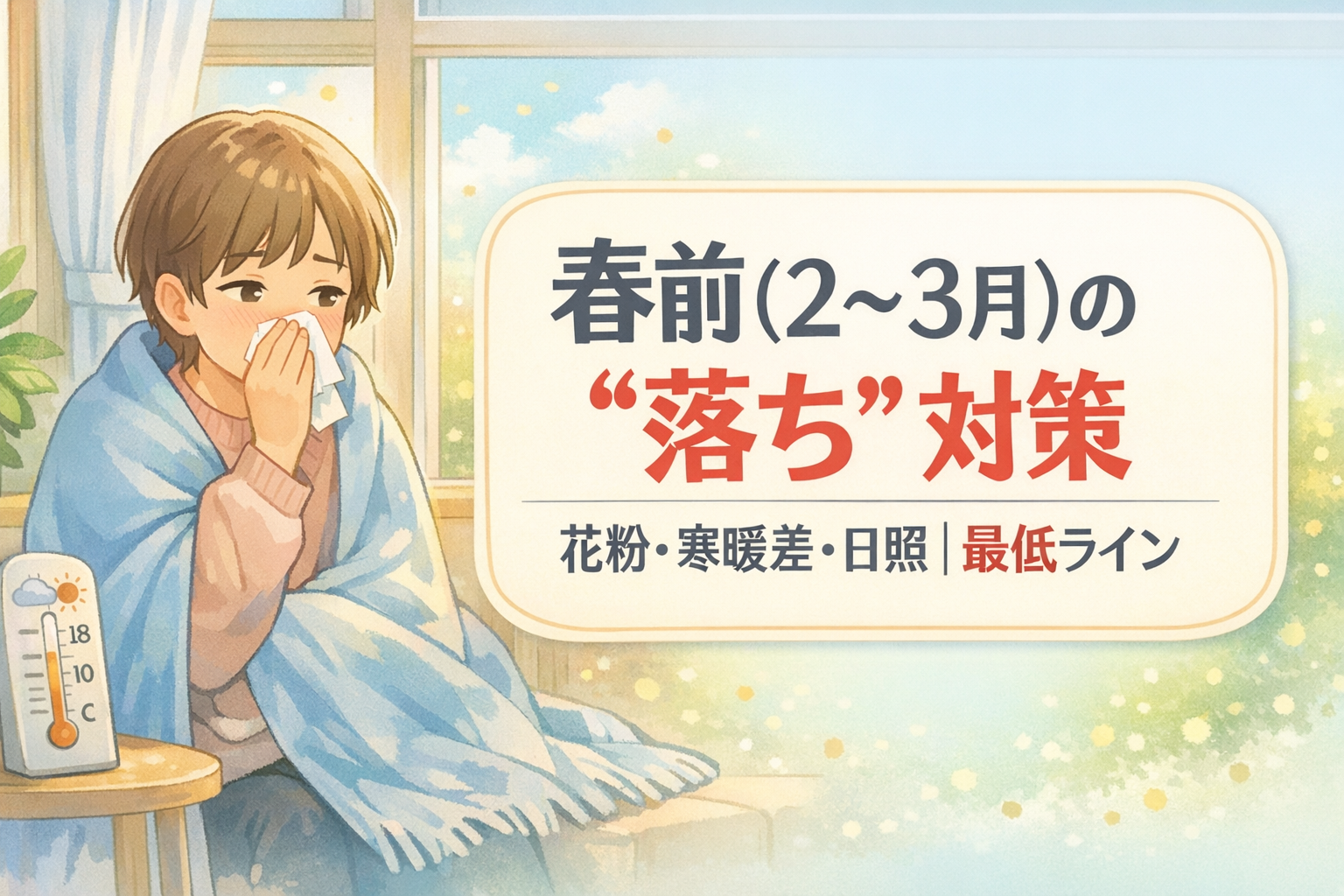 #153.うつ・抑うつ状態｜春前（2〜3月）の“落ち”対策：花粉・寒暖差・日照で悪化しやすい日の最低ライン