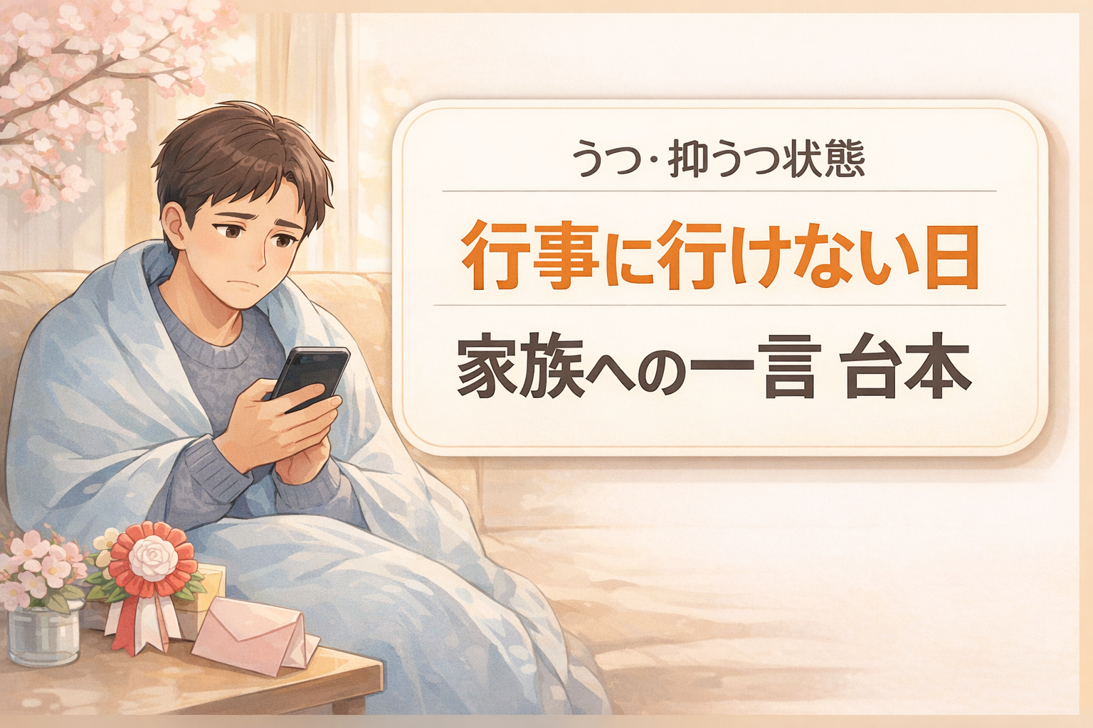 #154.【うつ・抑うつ状態】子どもの卒園・卒業・入園・入学に行けない日｜“家族への一言”コピペ台本