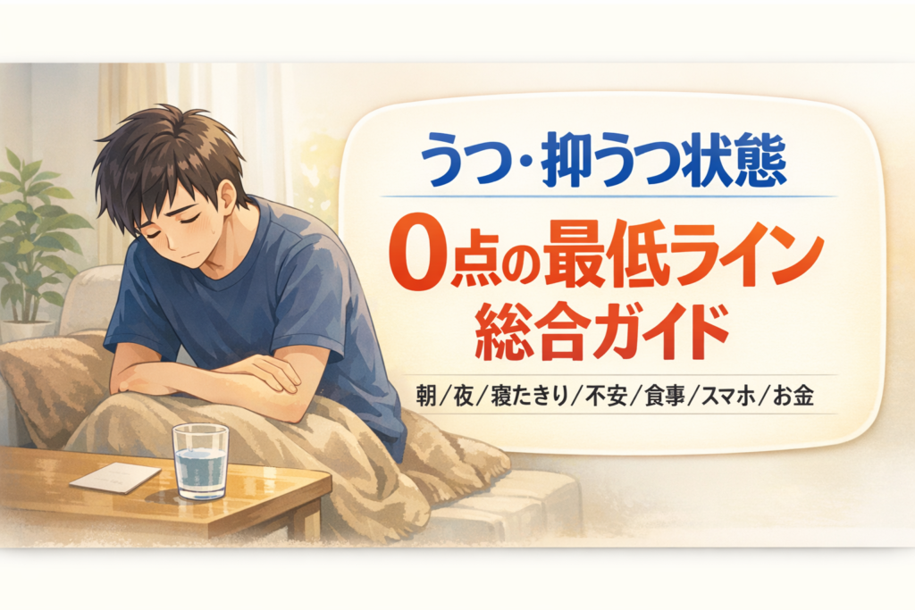 #159.うつ・抑うつ状態で「うつ 無理」「動けない」日に：0点の最低ライン総合ガイド（朝／夜／寝たきり／不安／食事／スマホ／お金）