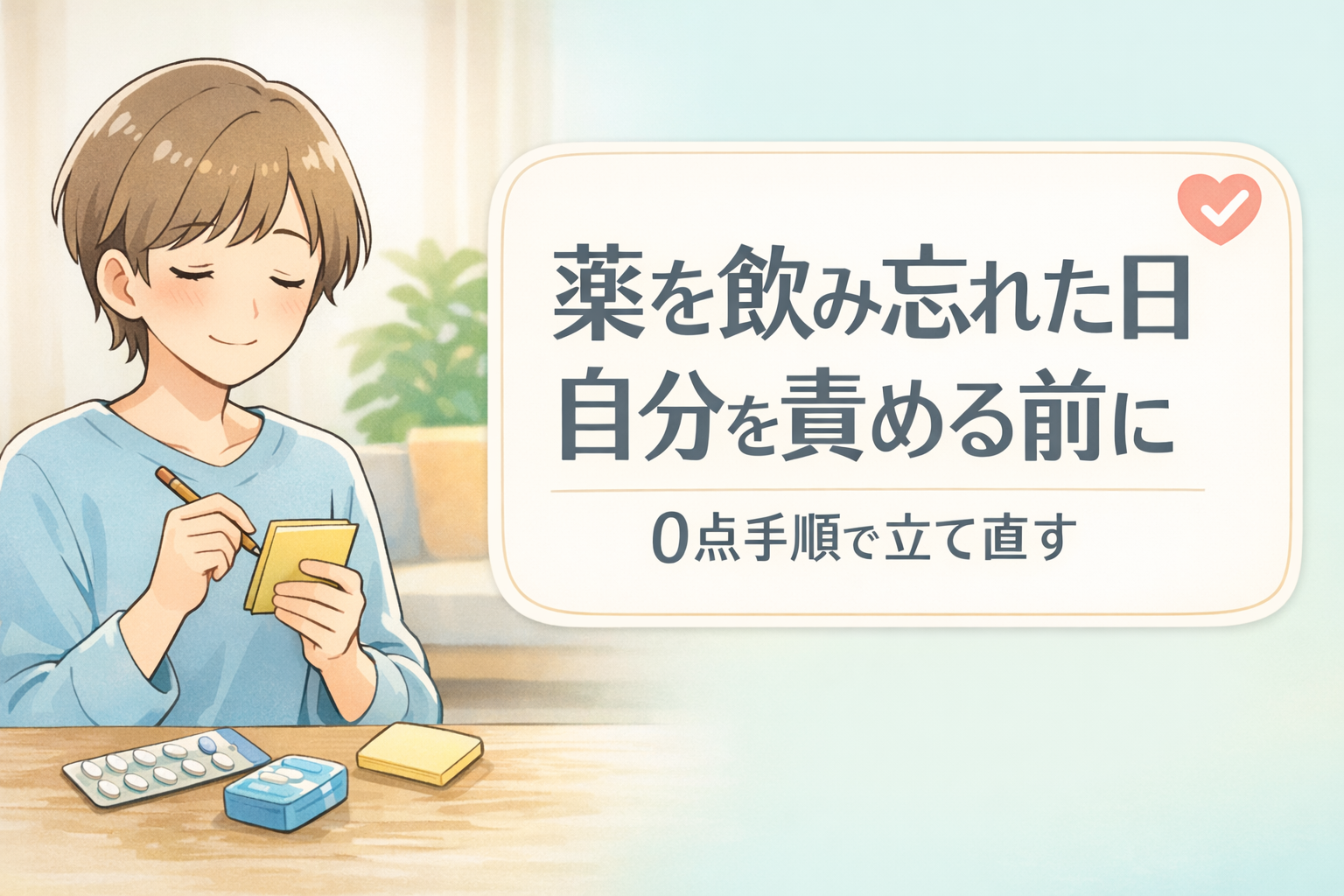 #161.うつ・抑うつ状態で薬を飲み忘れた日｜自分を責める前にやる0点手順（テンプレ付）